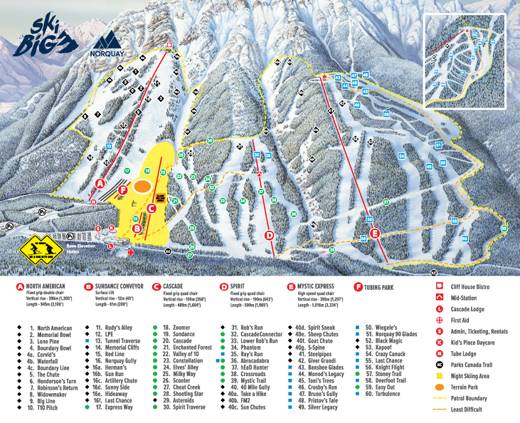Pistenplan SkiBig3 MountNorquay 2023