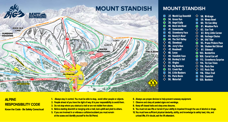 Pistenplan SkiBig3 BanffSunshine 2023 3