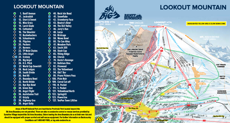 Pistenplan SkiBig3 BanffSunshine 2023 2