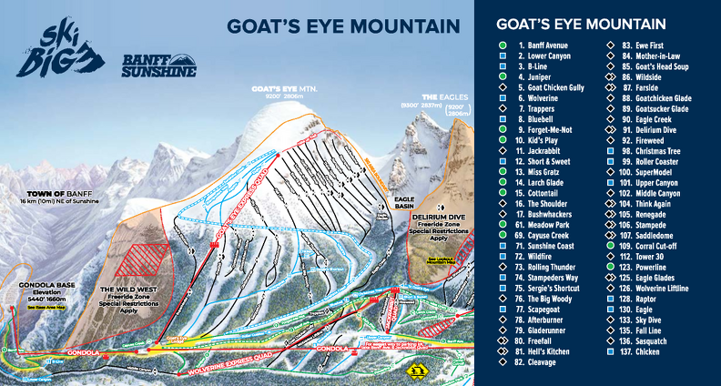 Pistenplan SkiBig3 BanffSunshine 2023 1